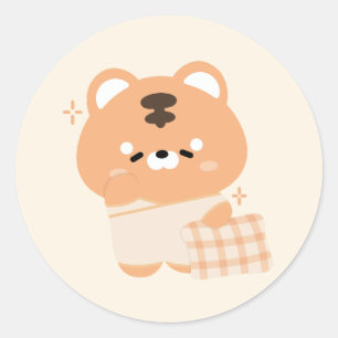 Niedlich Sleepy Tiger Runder Aufkleber