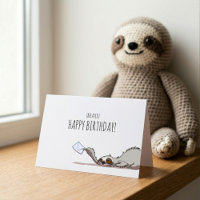 Niedlich Sloth Belated Happy Birthday Funny Cartoo