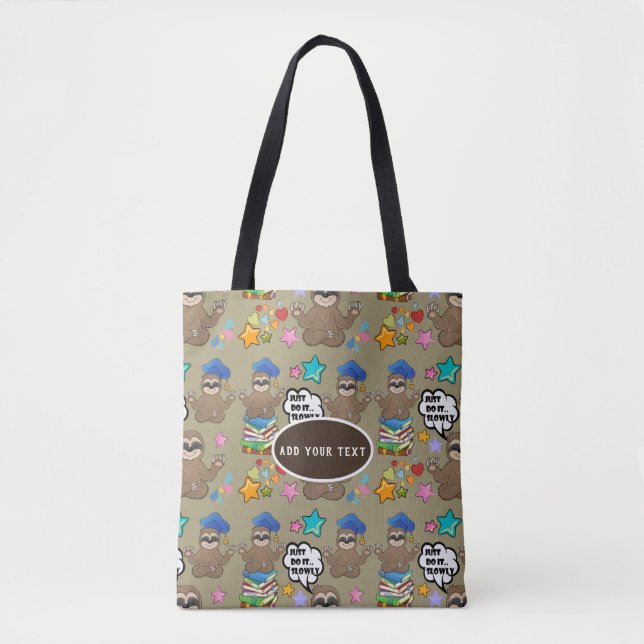 Niedlich Sloth Brown Muster lustig nur tun, es Zit Tasche (Vorderseite)