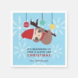 Niedlich Sloth Christmas Punny Kawaii Feiertag Win Serviette