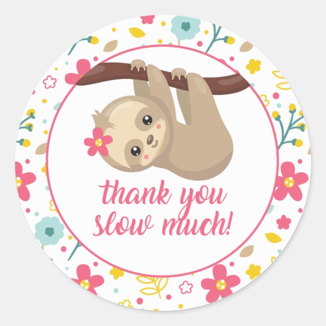 Niedlich Sloth Danke, dass Sie Stickers Spring Flo (Vorderseite)