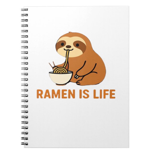 Niedlich Sloth Eating Ramen � Funny Noodle Lover D Notizblock (Vorderseite)