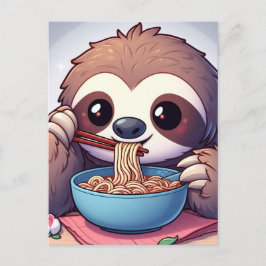 Niedlich Sloth Eating Ramen Postkarte