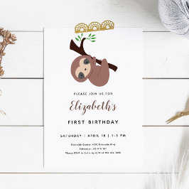 Niedlich Sloth First Birthday Adorable Animal Kawa Einladung