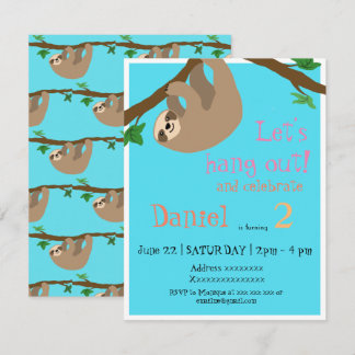Niedlich Sloth, Geburtstagsfeier Einladung