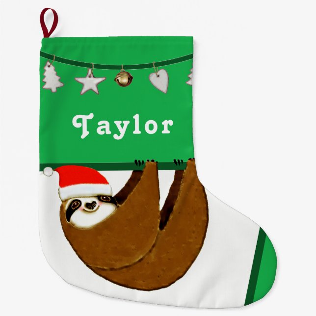 Niedlich Sloth Großer Weihnachtsstrumpf (Vorderseite)