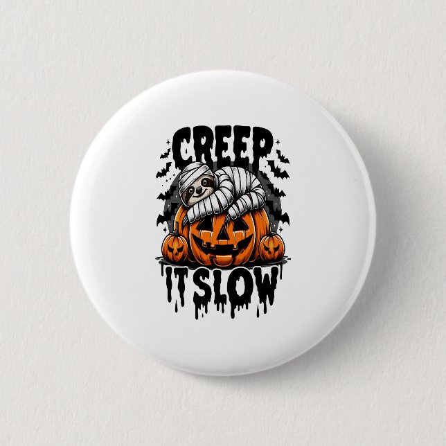 Niedlich Sloth Happy Halloween Button (Vorderseite)