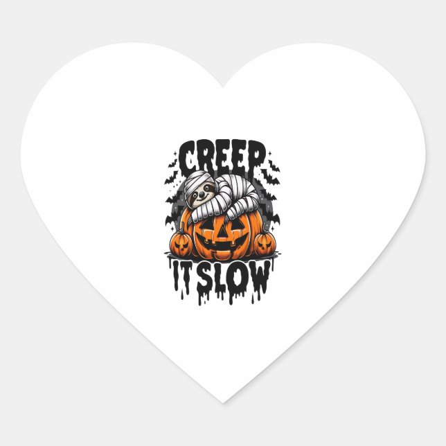 Niedlich Sloth Happy Halloween Herz-Aufkleber (Vorderseite)