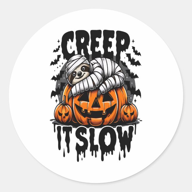 Niedlich Sloth Happy Halloween Runder Aufkleber (Vorderseite)