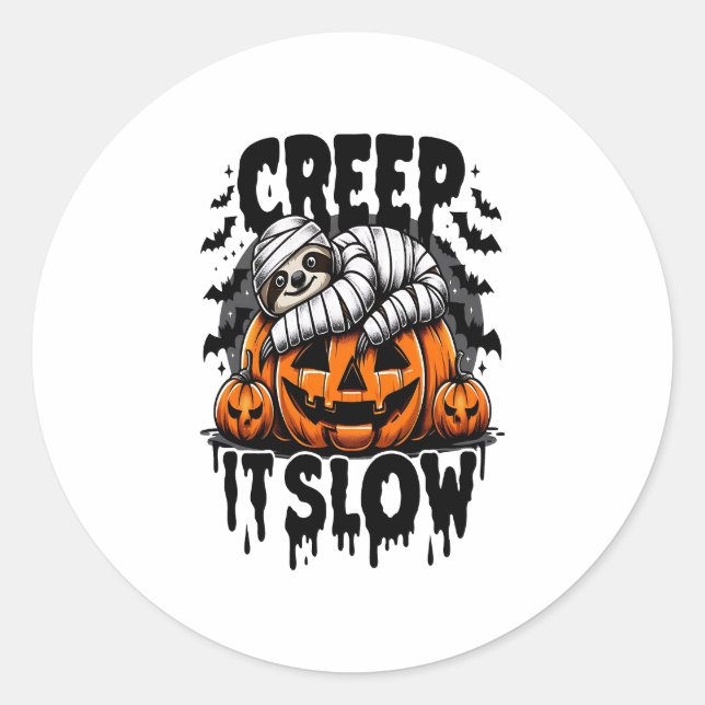 Niedlich Sloth Happy Halloween Runder Aufkleber (Vorderseite)
