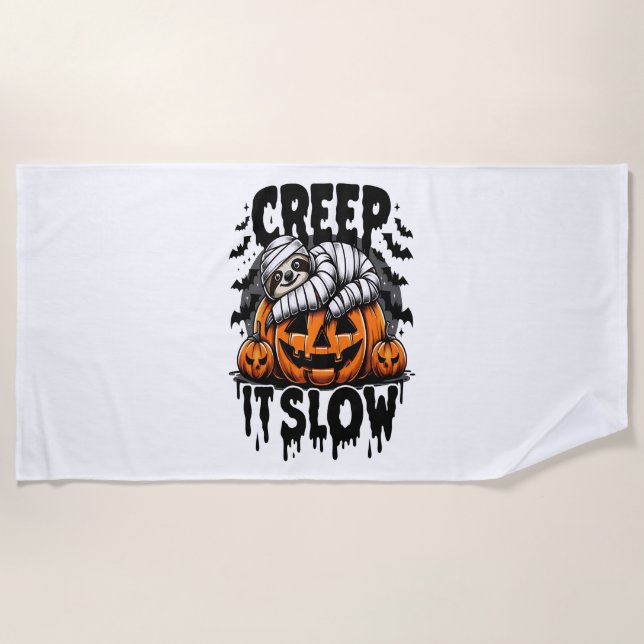 Niedlich Sloth Happy Halloween Strandtuch (Vorderseite)