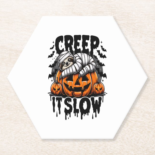 Niedlich Sloth Happy Halloween Untersetzer (Vorderseite)