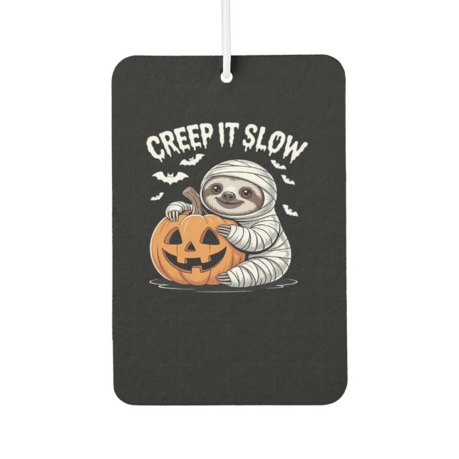 Niedlich Sloth Lovers Funny Halloween Pumpkin Esse Autolufterfrischer (Vorderseite)