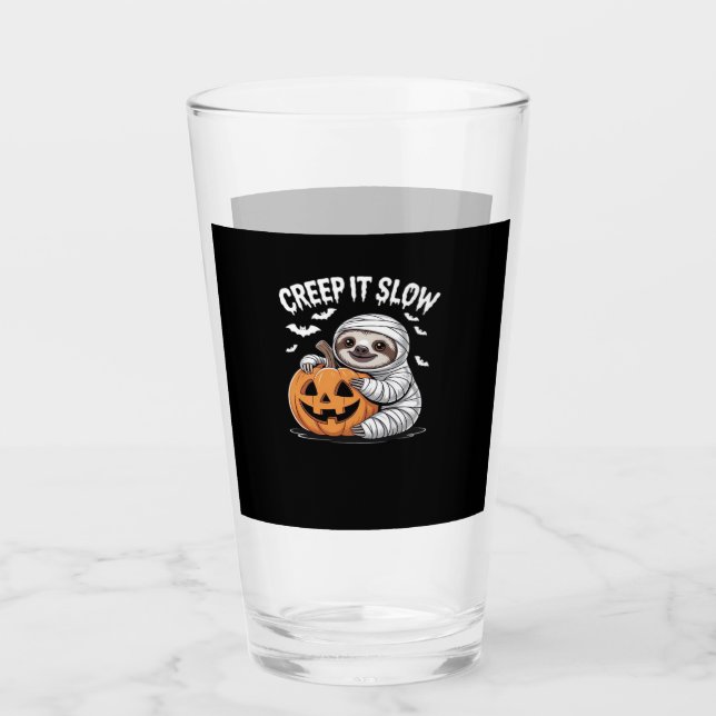 Niedlich Sloth Lovers Funny Halloween Pumpkin Esse Glas (Vorderseite)