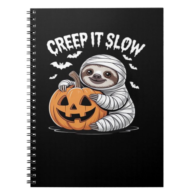 Niedlich Sloth Lovers Funny Halloween Pumpkin Esse Notizblock (Vorderseite)