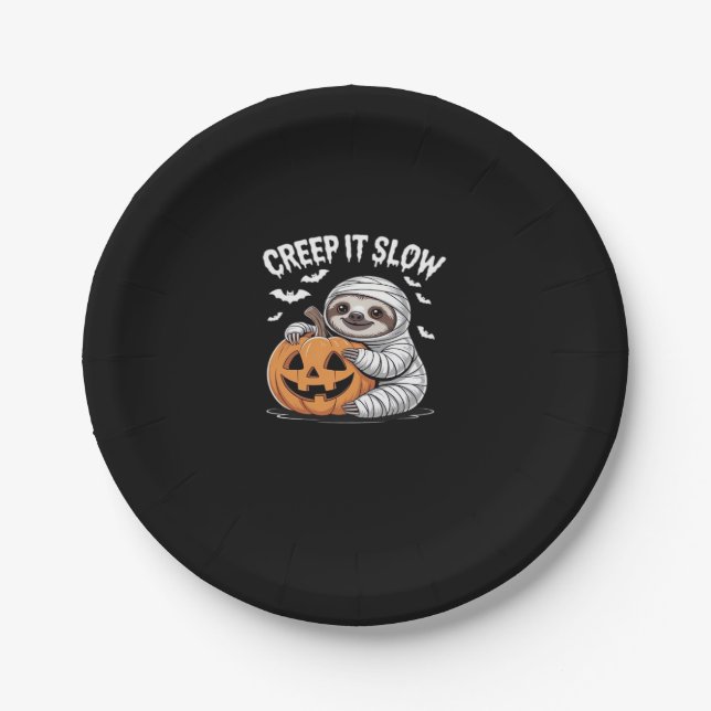 Niedlich Sloth Lovers Funny Halloween Pumpkin Esse Pappteller (Vorderseite)