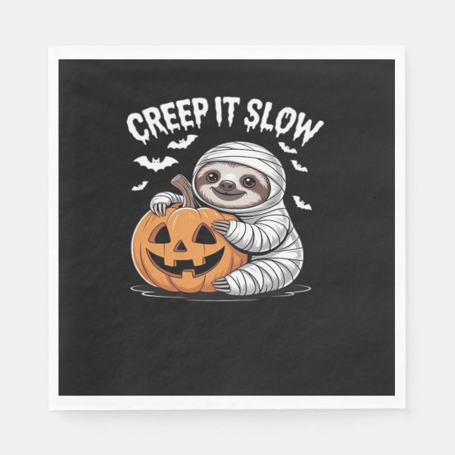 Niedlich Sloth Lovers Funny Halloween Pumpkin Esse Serviette (Vorderseite)