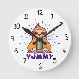 Niedlich Sloth Runde Wanduhr