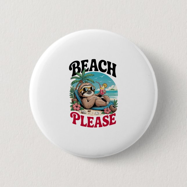 Niedlich Sloth Summertime Button (Vorderseite)