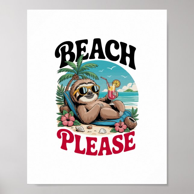 Niedlich Sloth Summertime Poster (Vorne)