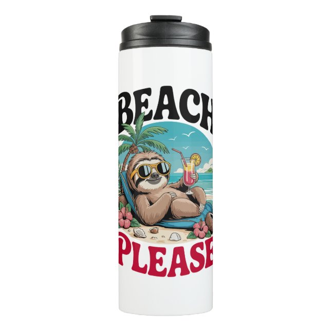 Niedlich Sloth Summertime Thermosbecher (Vorderseite)