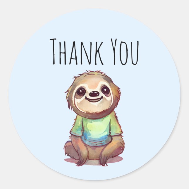 Niedlich Sloth Trading ein Shirt Danke Runder Aufkleber (Vorderseite)