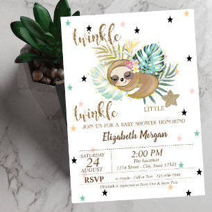 Niedlich Sloth Twinkle Little Star Baby Dusche Einladung
