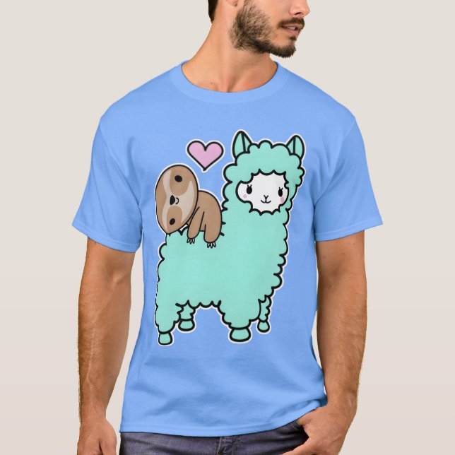 Niedlich Sloth und Llama Die besten Freunde Kawaii T-Shirt (Vorderseite)