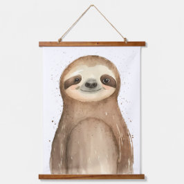 Niedlich Sloth Wandteppich Mit Holzrahmen