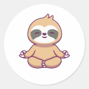 Niedlich Sloth Yoga Runder Aufkleber