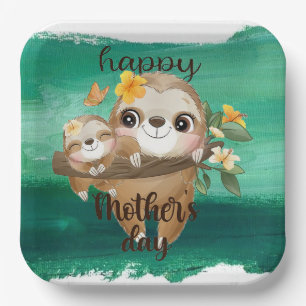 Niedlich Sloths Baby Mommy Pappteller