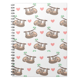 Niedlich Sloths Sloth and Hearts Notebook Notizblock