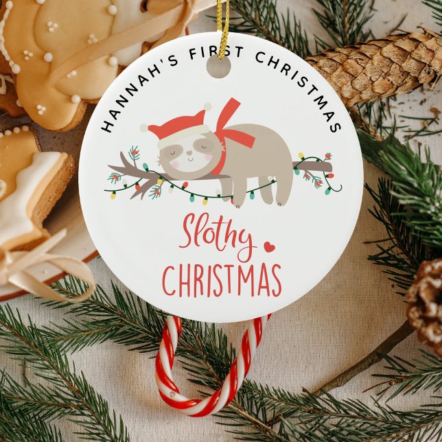 Niedlich Slothy 1. Weihnachtskids Keramik Ornament (Von Creator hochgeladen)
