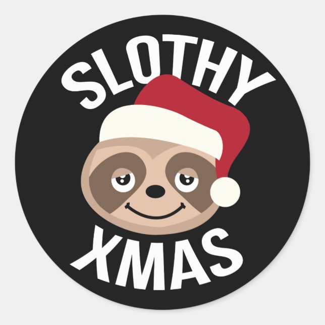 Niedlich Slothy Xmas Weihnachtskleber Runder Aufkleber (Vorderseite)