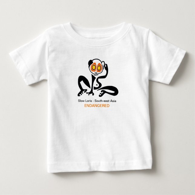 Niedlich Slow LORIS - Gefährdete Tiergrafik - Baby T-shirt (Vorderseite)