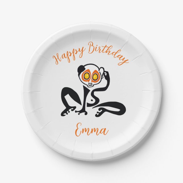 Niedlich Slow LORIS - Happy Birthday - Party Pappteller (Vorderseite)
