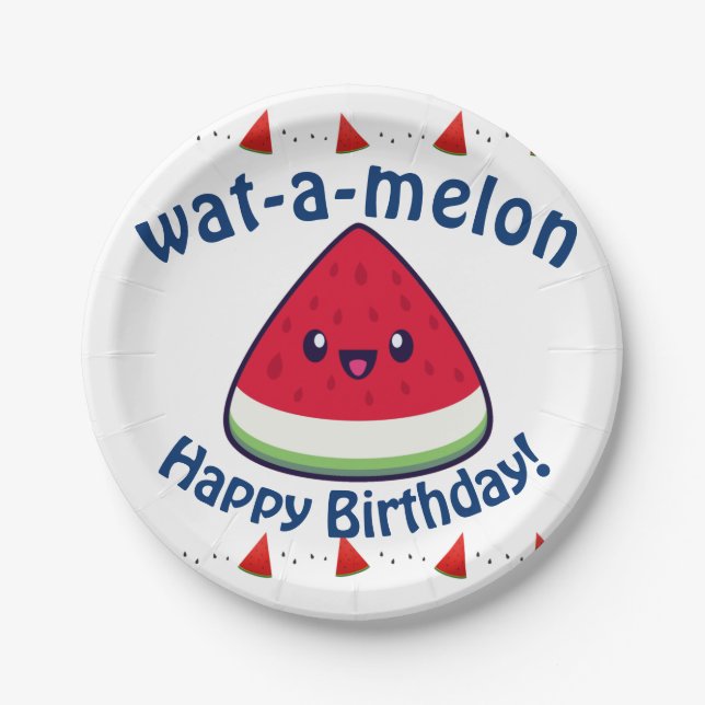 Niedlich Smiling Kawaii Watermelon Pappteller (Vorderseite)