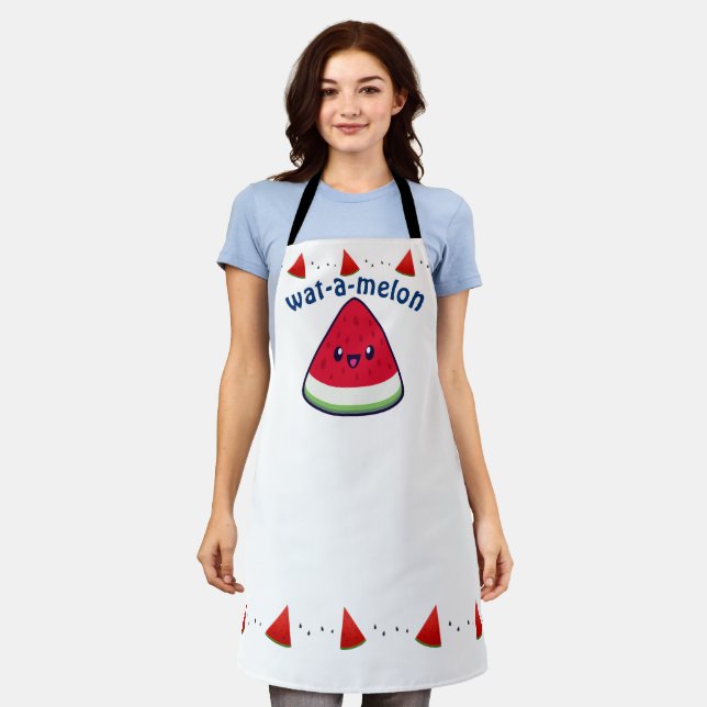 Niedlich Smiling Kawaii Watermelon Schürze (Getragen)