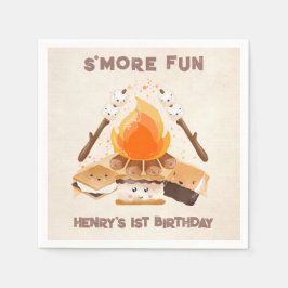 Niedlich S'more Campfire 1. Geburtstagspapier Napk Serviette