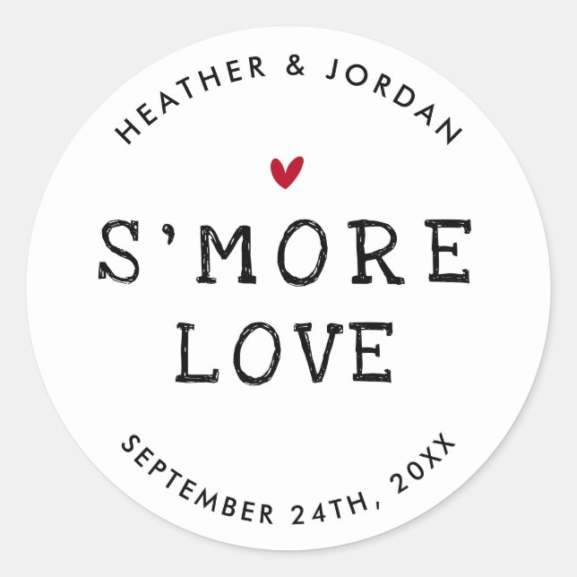Niedlich S'more Liebe Wedding S'mores Gefallen Runder Aufkleber (Vorderseite)
