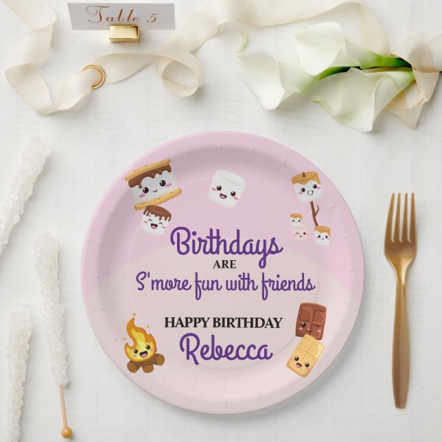Niedlich S'mores Campout Geburtstagsparty Pappteller (Hochzeit)