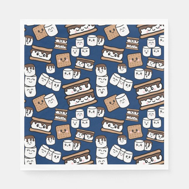 Niedlich Smores Marshmallow Illustration Serviette (Vorderseite)