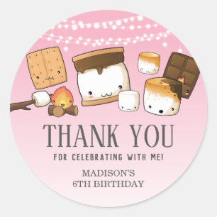 Niedlich S'mores Smore Geburtstagsparty Danke, das Runder Aufkleber