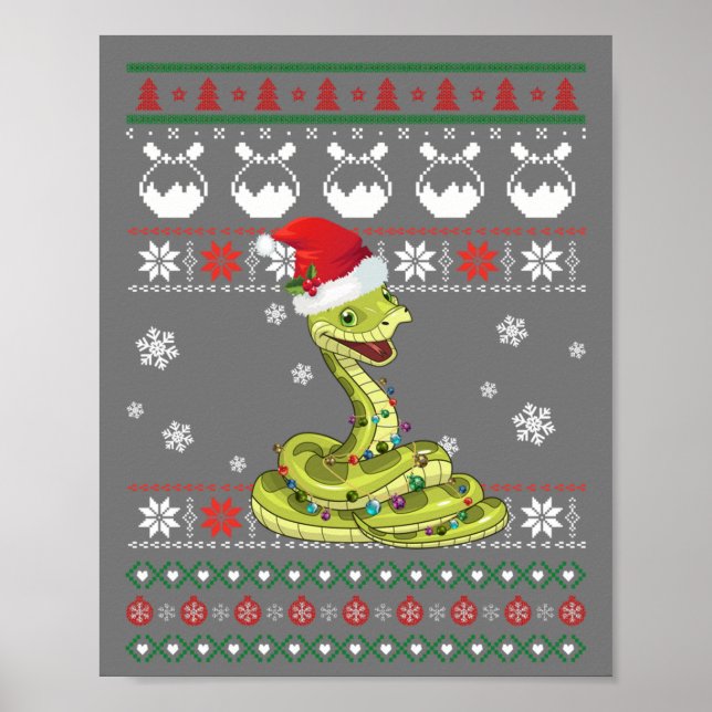 Niedlich Snake Ugly Sweater Christmas Light Pajama Poster (Vorne)
