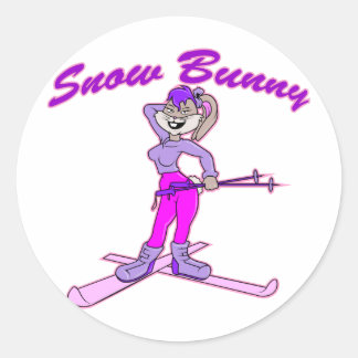 Niedlich Snow Bunny Runder Aufkleber