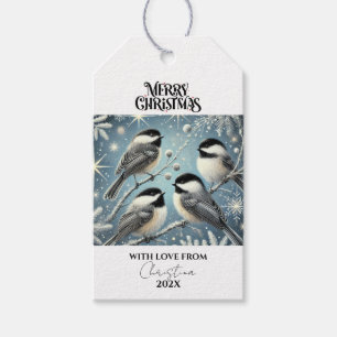 Niedlich Snow Christmas Birds Blue Geschenkanhänger