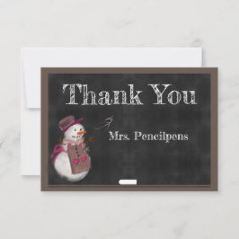 Niedlich Snow Girl Chalkboard Vielen Dank Lehrer Dankeskarte