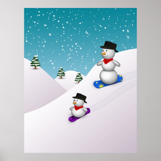 Niedlich Snowboarden Poster (Vorne)