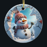 Niedlich Snowman 3D Keramik Ornament<br><div class="desc">Niedlich Snowman 3D</div>