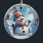 Niedlich Snowman 3D Keramik Ornament<br><div class="desc">Niedlich Snowman 3D</div>